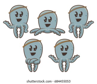 5 Octopus Characters Pack 2