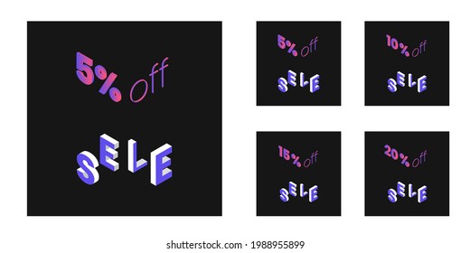 5% off, 10% off, 15%0ff and 20% off. Set of tag template