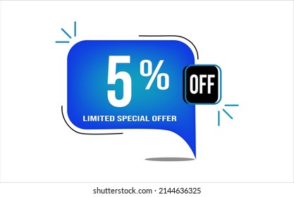 5% off blue balloon. Wholesale buy and sell banner. Limited special offer