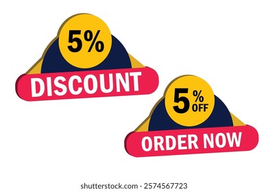 5% off discount badge vector banner button design