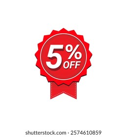 5% Off discount offer vector label design. Tag design for business advertising.