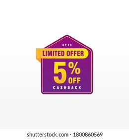 5% off discount, Sales Vector badges for Labels, , Stickers, Banners, Tags, Web Stickers, New offer. Discount origami sign banner