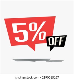 5% off discount sticker sale blue tag isolated vector illustration. discount offer price label, vector price discount symbol floating
