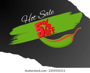 5% off, hot sale offer for the food industry with white-red green, and black background color.