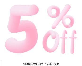 5% off Numbers made of chewing gum for design selling poster / banner promotion . 