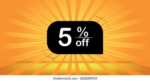 5% off - orange and black banner - 
five percent discount banner for big sales.