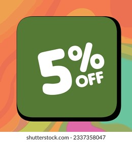 5% off per cent, percentage number in a colored circle, promotion, big sale, colorful background