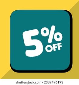 5% de descuento, porcentaje en un círculo colorido, promoción, gran venta, fondo colorido