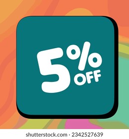 5% off per cent, percentage number in a colored circle, promotion, big sale, colorful background