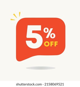 5% off. Price discounts tag for sales. Promotions, special offer retail and stores. Use in banner, social media.