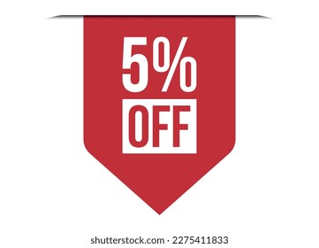 5% de la ilustración de la pancarta del vector rojo aislada en el fondo blanco