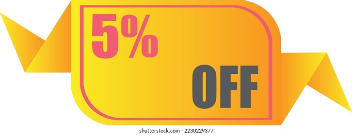 5% off sale label symbol, Sale tag vector badge template, 5% sale promotion flat icon, 5% Discount offer price label, clearance sale sticker emblem, 12 12 and black Friday discount modern colorful