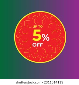 5% off. Special Offer 5% Discount Tag. Discount vector for sales, labels, promotions, offers, stickers, banners, tags and web stickers. New offer. 5% Off sticker. Sale discount icons.