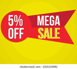 5% OFF. Special Offer Marketing Announcement. Discount promotion.5% Discount Special Offer Conceptual Yellow and red Banner Design Template.