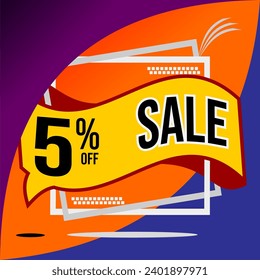 5% De Oferta Especial Con Fondo Naranja Y Oferta De Globo Con Números De Letras Negras