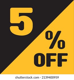 Up To 5% Off Special Offer sale sticker black and gold, vector illustration