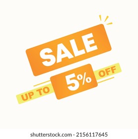 5% off. Vector illustration with offer for sales. Price discount ad. Campaign for stores, retail. For social media, poster.