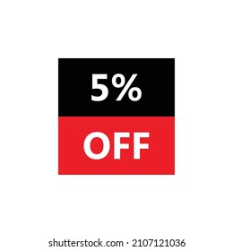 Up To 5% Off. Vector illustration of special offer sale sticker on white background. Red black bargain symbol. Cut price icon. Discount, sale concept.