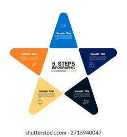 5 Opção Infográfico com forma de estrela e apresentação para 5 etapas, adequado para o modelo de apresentação de negócios da sua empresa.