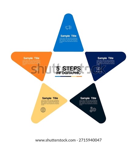 5 Option Infographic with star shape and presentation for 5 steps, suitable for your company's business presentation template. vector eps