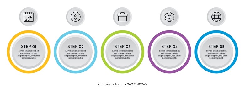 5 Option Infographics Circular Layout Template. Illustration Business Abstract Background. Infographics Design.