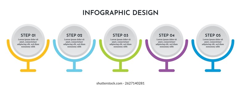 Plantilla de diseño circular de infografías de 5 opciones. Fondo Abstractas del negocio de la ilustración. Diseño de Infografías.