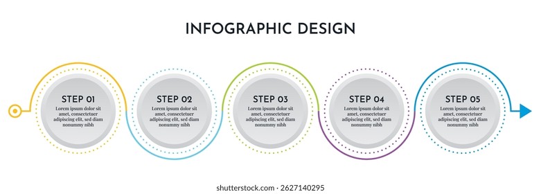Plantilla de diseño circular de infografías de 5 opciones. Fondo Abstractas del negocio de la ilustración. Diseño de Infografías.