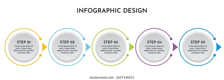 5 Opção Infográficos Modelo de layout circular. Ilustração Business Abstract Background. Design de Infográficos.