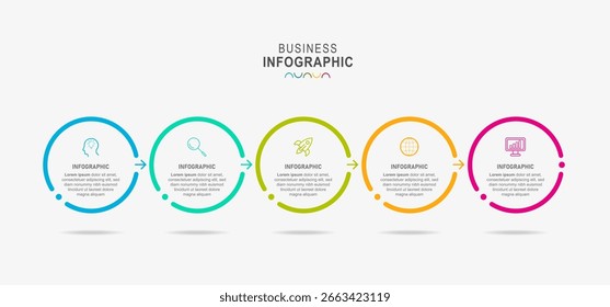 5 Option Infographics Circular Layout Template. Illustration Business Abstract Background. Infographics Design.