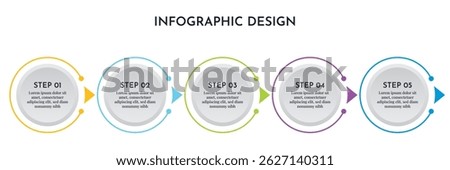 5 Option Infographics Circular Layout Template. Illustration Business Abstract Background. Infographics Design.