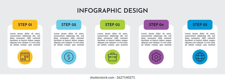 5 Option Infographics Rectangle Layout Template. Illustration Business Abstract Background. Infographics Design.