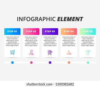 5 option or step of business infographic label design with icons. Infographics template element for business concept presentations banner,workflow layout,process diagram,marketing statistics graphic. 