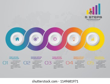 5 options abstract infographics element template for data presentation.