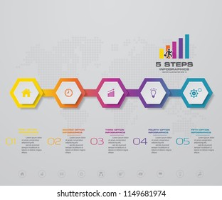 5 options abstract infographics element template for data presentation.