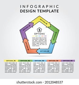 5 options info graphic vector design with colorful concept for marketing. Business info graphic design template. Vector and illustration.