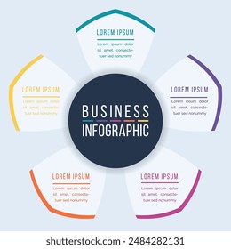 5 Options Infographic circle design 5 steps, objects, elements or options information business infographic template