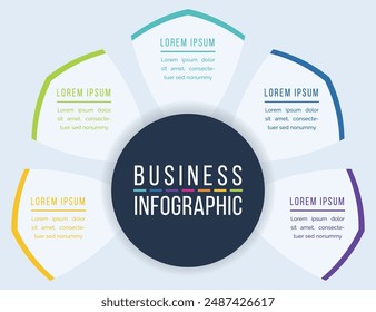 5 Options Infographic circle design 5 steps, objects, elements or options information business infographic template