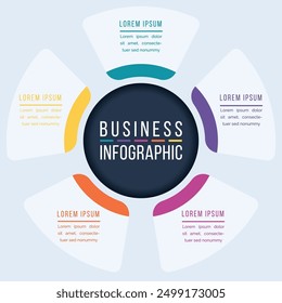 5 Options Infographic circle design 5 steps, objects, elements or options information business infographic template