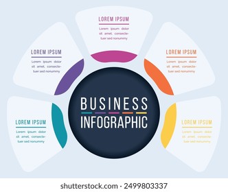 5 Opciones Infografía de diseño de círculos 5 pasos, objetos, Elementos u opciones