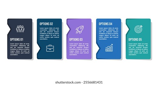 5 Options infographic design template. Presentation, Banner, Brochure, Poster, Strategy and Plan. Vector illustration.