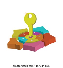 5 Options Infographic. Keys Template Circular style infographic design. Can be used for business Presentation or web banner. Can edit your own texts in infographic. Vector EPS10