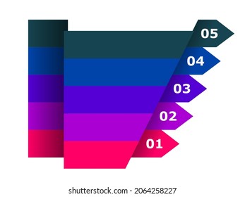 5 options infographic template. Arrows style infographic design. Can be used for business presentation or any purposes. Can edit to your own texts. Vector EPS10