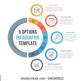 5 Options infographic template with line icons for prsentations, reports, brochures etc, can be used as steps, workflow, process, vector eps10 illustration