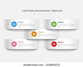 5 options infographic template. Slide style infographic design. Can be used for business presentation or any purposes. Vector EPS10