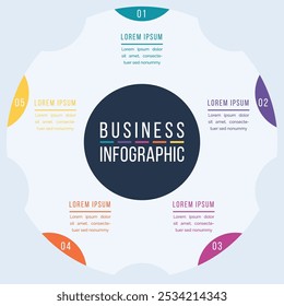 5 Opciones Infografía Plantilla 5 pasos, objetos, Elementos u opciones infografía diseño empresarial