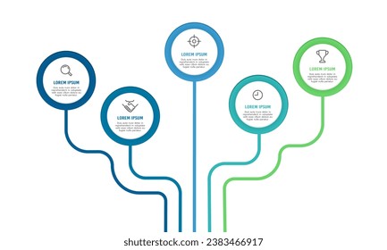 5 opciones plantilla de diseño de árbol de infografía. Ilustración vectorial.