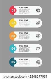 5 options or steps data infographic template design can be used for process diagram presentations