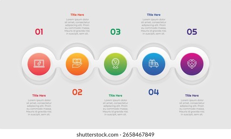 5 Options or Steps Gradient Infographic Element. Modern and clean design for presentations, reports, and web