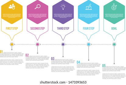5 options or steps infographic in flat style on the white background. Illustration of step information chart and infographic. Vector illustration EPS.8 EPS.10