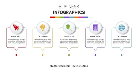 5 options or 5 steps Infographics design template and icons. use as workflow process diagram,business data  presentation, timeline layout, milestone, banner, brochure, flow chart